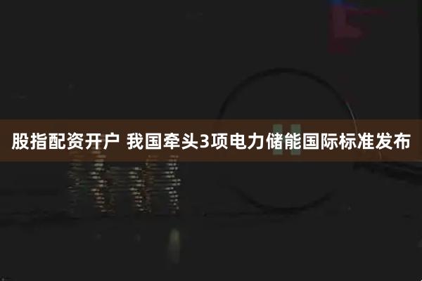 股指配资开户 我国牵头3项电力储能国际标准发布